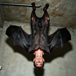 rudy giuliani hanging upside down like a bat in a basement