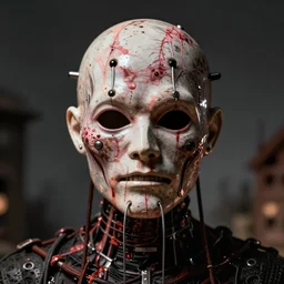 pinhead from hellraiser. ultra realistic, hyper realistic, macro photography