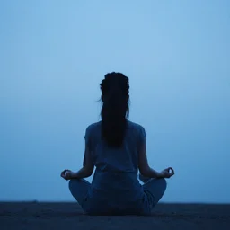 a moment of introspection, fantasy, simple, serence, beautiful, meditation, calm, blue