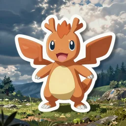cute miss mascot magmar magmar magmar pokemon sticker art, cronobreaker, beeple