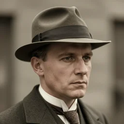 a photograph portrait of jerma in the 1 9 3 0 s with slicked back hair and a homburg fedora, taken in the mid 1 9 3 0 s, grainy, taken on a 3 0 s kodak camera, realistic, hyperrealistic, very realistic, highly detailed, very detailed, extremely detailed, detailed, digital art, trending on artstation