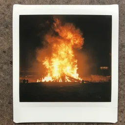 a polaroid picture of hell's great raging inferno