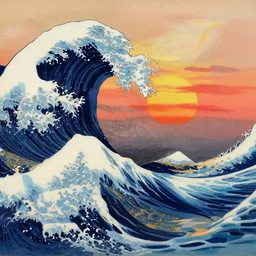 sharp focus, breath taking beautiful, aesthetically pleasing, gouache ocean waves ripples, sea foam, sunset, digital concept art background by hayao miyazaki and kuniyoshi utagawa, fine art, ambient lighting, hdr, 4 8 k, cinematic, high quality art, award winning, dynamic, energetic, lively, elegant, intricate, highly detailed, rich textured, vivid, masterpiece.