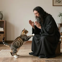 a cat fighting against god
