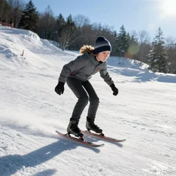 peggie hill riding ice down a hill