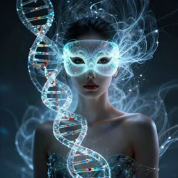 a detailed portrait of cyberpunk female model ( dna helix ) fractal ( glass ) ( glow ) beautiful! ( ( glowing mask ) ) by tomasz alen kopera and peter mohrbacher and johanna martine! and margaret keane! elegant alluring seductive luminescent