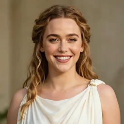 Emilia Clarke smiling as a Greek Goddess, Highly detailed