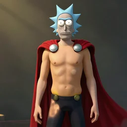thor in rick and morty, au naturel, hyperdetailed, digital art, trending in artstation, cinematic lighting, studio quality, smooth render, unreal engine 5 rendered, octane rendered, art style by klimt, nixeu, ian sprigger, wlop, krenz cushart