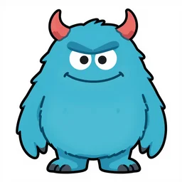 a very silly cartoon monster, evil but stupid, funny