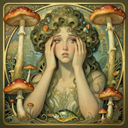 epic professional digital art of 😵 🎣 🕊 🍄 surreal art nouveau, fantastic, detailed, wow, hd, 4 k