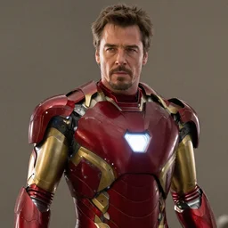 film still of Kevin Bacon as Tony Stark in Ironman armor without the head piece in the new Avengers movie