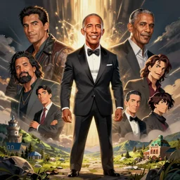 dwayne johnson hunts for evil obama, digital painting, artstation, ristan eaton, victo ngai, artgerm, rhads, ross draws, anime styled