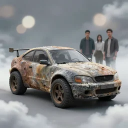 custom ugly vehicle. car design by cory loftis, fenghua zhong, ryohei hase, ismail inceoglu and ruan jia. len blur background bokeh. art by artgerm and filip hodas. clouds by rhads.