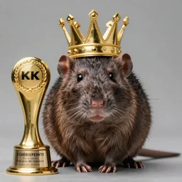 realistic photo of a sewer rat wearing a golden crown, prize winning, 4 k, detailed