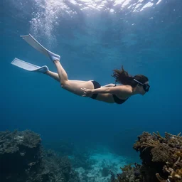a beautiful woman diving into a lagoon, detailed, photorealistic, dramatic