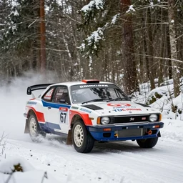 a 1 9 7 1 nissan skyline 2 0 0 0 gt - r, racing through a rally stage in a snowy forest