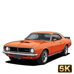 Classic American Muscle Car, Cartoon, Caricature, Vector Illustration, Pro Vector, 8k