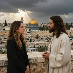 photo of mirtha legrand talking with jesus in jerusalem