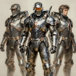 Knights Templar wearing sci-fi space armor mass effect concept art, muted colors, intricate painting, by John Harris, Emil Melmoth, Craig Mullins, yoji shinkawa, artstation, moebius comic, Marc Simonetti, lan McQue, Kentaro, Miura, hyper detailed, cinematic