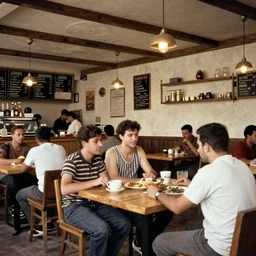 colour photograph of a cafe in central baghdad in 1 9 7 1 + fujifilm