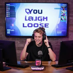 twitch streamer doing a you laugh you lose challenge