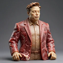 meat statue of elon musk, 4k intricate details, photorealistic