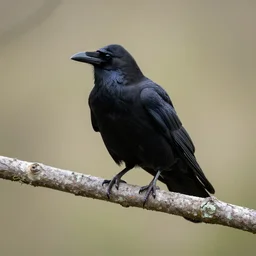 raven sitting on a branch.