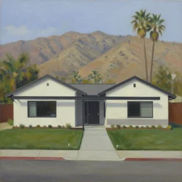 1 9 5 0 s modern bungalow in the outskirts of palm springs, california - oil on canvas by robert bechtle