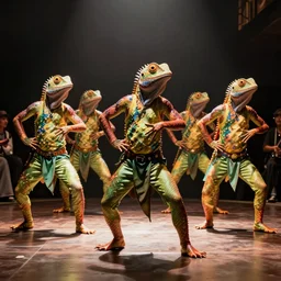 Gangnam Style dance being performed by lizard men