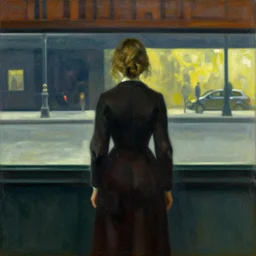A girl in Automat by Edward Hopper (1927), but as photograph