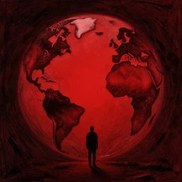 an artistic representation of what it feels like to be isolated from the rest of the world, amazing visuals, red and black tones, 4 k, studio lighting, drawing
