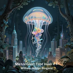 A forest city inside of a jellyfish, intricate, elegant, digital painting, trending on Artstation, concept art, smooth, sharp focus, illustration, from Metal Gear by Ruan Jia and Mandy Jurgens and Artgerm and William-Adolphe Bouguerea, award winning