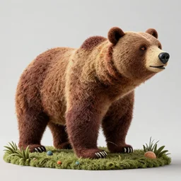 a large, complex needle felting of on oncoming bear