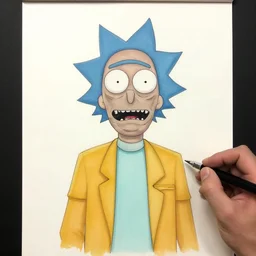 rick sanchez art piece from best tattoo artist, realistic color by, on mat paper, winning, alltime favorite, instagram