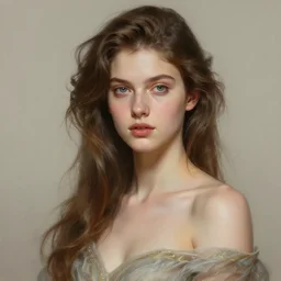 beautiful digital painting of a goddes stylish female with high detail, real life skin, 8 k, stunning detail, works by artgerm, greg rutkowski and alphonse mucha, unreal engine 5, 4 k uhd
