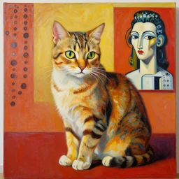 a beautiful painting cat, by salvador dali kusama yayoi salvador dali picasso andy warhol painting, lumion render