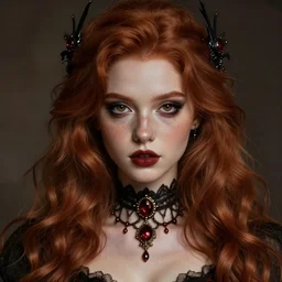 photograph of a beautiful ginger girl with slight freckles, exquisite detail, hyper realism, ornate, voluptuous, exquisite detail, masterpiece, cute face, goth girl aesthetic, 4k, art by Donato Giancola and Bayard Wu and WLOP and Artgerm