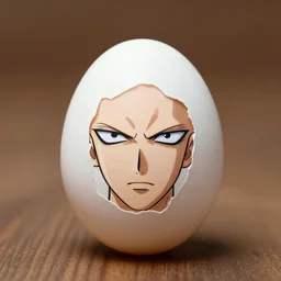 an egg that has Saitama's face on it.