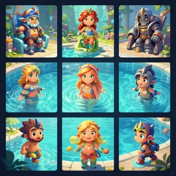 photo cartoon illustration comic manga painting of swimming pool environement : 6 fantasy environement, digital painting, volumetric lighting by feng zhu, 3 d alejandro alvarez alena aenami artworks in 4 k beeple, by thomas kinkade hearstone league of legends dofus overwatch