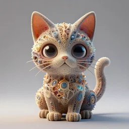 a beautifull intricate cute 3 d fractal cat, unreal engine, by octane render