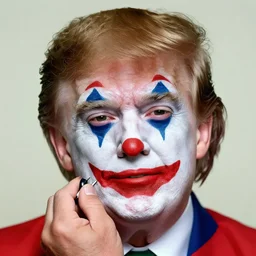donald trump putting on clown makeup