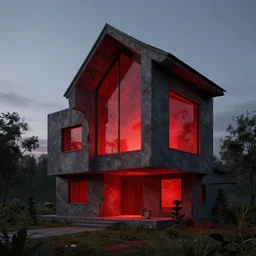 A beautiful architectural rendering of a trypophobia house with a mysterious red glow emitting from inside, by octane render and corona render, stunning, photorealistic, featured on artstation, 4k resolution