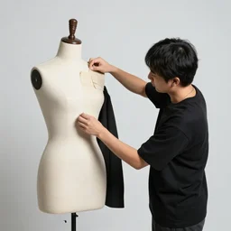fashion model being taken apart like a mannequin realistic studio photo
