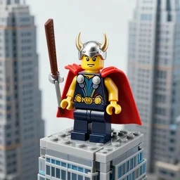 lego minionic thor, on the skyscraper by goro fujita by filip hodas and beeple, realism, sharp details, cinematic, highly detailed, digital, 3 d, yellow colors