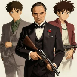 godfather still, gangster with tommy gun, suit, portrait shinkai makoto studio ghibli studio key hideaki anno sakimichan stanley artgerm lau rossdraws james jean marc simonetti elegant highly detailed digital painting artstation pixiv