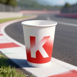the white red paper cup on a race track, fine art by ilya kuvshinov, artstation, octane render, cgsociety