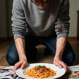 his palms are sweaty, knees weak, arms are heavy, there's vomit on his sweater already, mom's spaghetti, commercial photography, editorial magazine, 8 k hd detailed