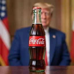 donald trump in a coca cola bottle