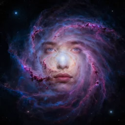 portrait of AI made of space and nebulas