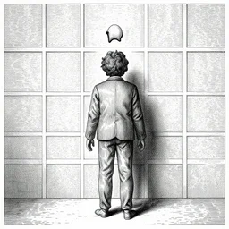 An Academic Grid art style Line Drawing made with Jello on Wall of An Irrational adorable Borderline Psychopath disappearing A Guy in the style of Paul Gustave Doré